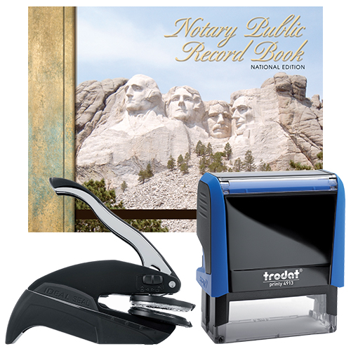 The Indiana notary supplies premier package contains everything you need, to perform your notarial duties correctly and efficiently. The Indiana notary supplies premier package includes handheld notary seal embosser, notary Stamp, and notary journal. The notary seal produces thousands of perfect and consistent notary seal impressions. The notary stamp is available in several case colors and five ink colors, produces thousands of perfect and consistent notary stamp impressions, stamp-after-stamp, without the need for an ink pad or re-inking. The modern, ergonomic design of this stamp soft-touch exterior fits comfortably in your hand and with gentle pressure produces the sharpest Indiana notary stamp impression with ease. An index label allows you to quickly identify your notary stamp and ensures a right-side-up impression. A clear base positioning window guarantees accurate placement of your notary stamp on documents. With the click of a button, the ink pad - which is built into the notary stamp - can easily be accessed for changing or refilling. The notary seal embosser makes with ease and little pressure a clear and crisp raised notary seal impression every time even on thick cardstock paper.